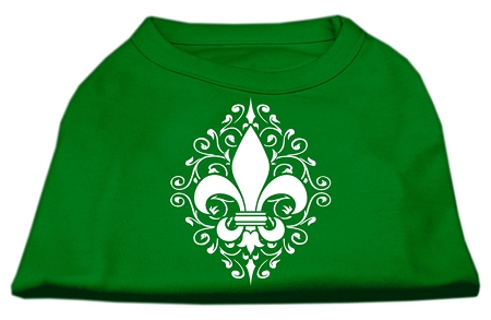 Henna Fleur de Lis Screen Print Shirt Emerald Green XS